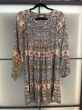 Olive & Pink Boho Printed Dress
